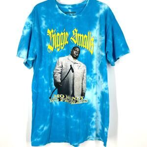 Biggie Smalls Mo Money Mo Problems T-Shirt Blue Tie Dye Large